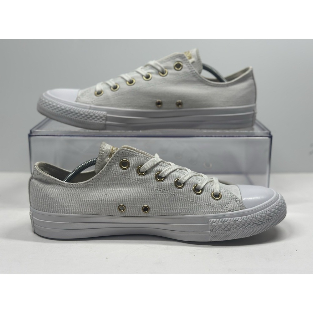 Converse Unisex All Star Egret/White Gold Accents Sneaker Shoe Womens Size 10 - Picture 2 of 10